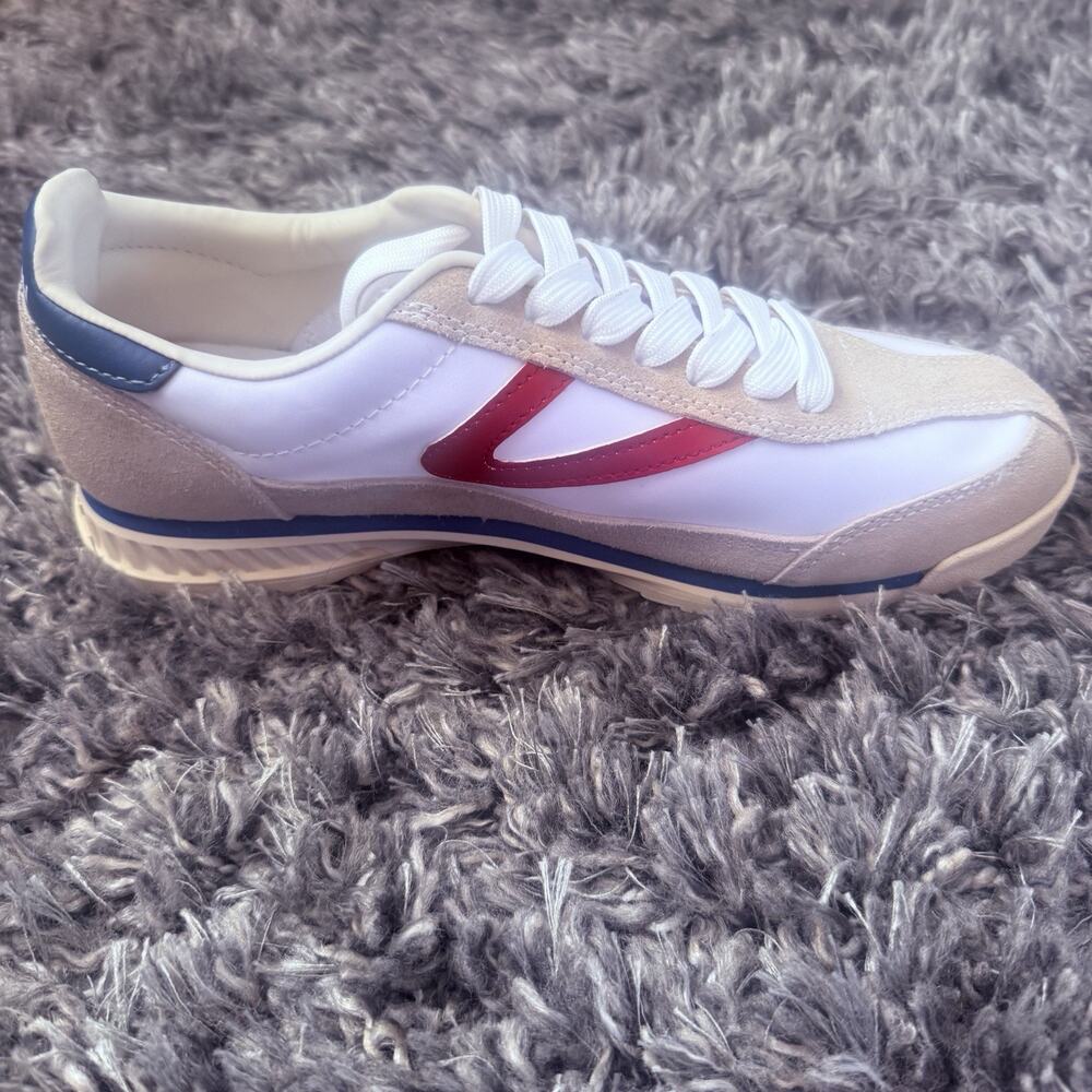NWT Tretorn Rawlins 3 Retro Tennis Sneakers Women Sz 8.5 Red White Blue USA 250 - Picture 3 of 11